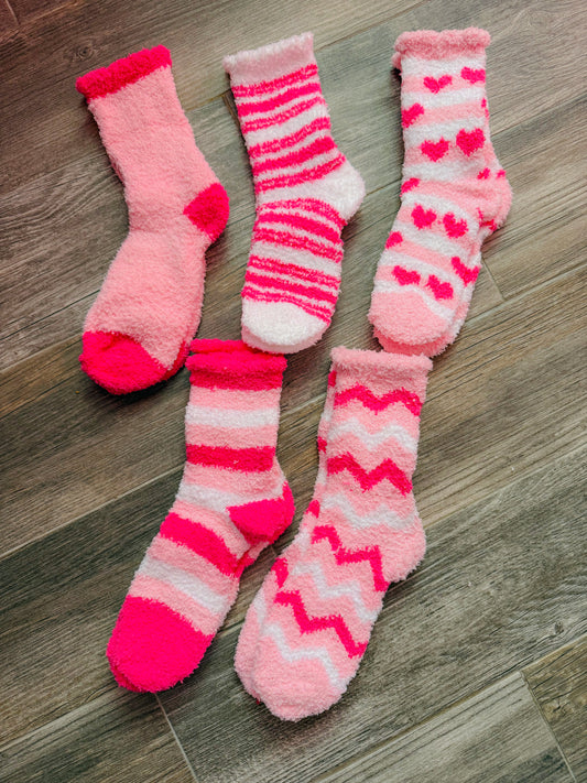 Pink Valentines Fuzzy Socks