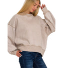 Acid Wash Fleece Oversized Pullover- Ash Mocha