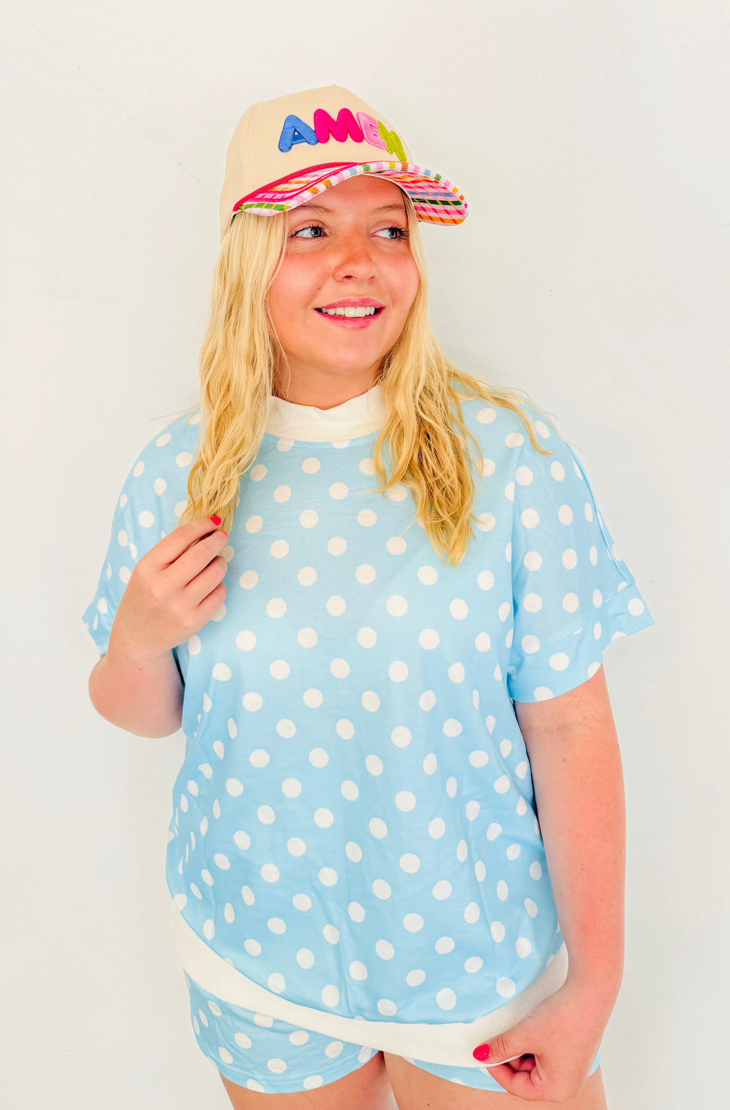Casual Polka Dot Short Set- Blue