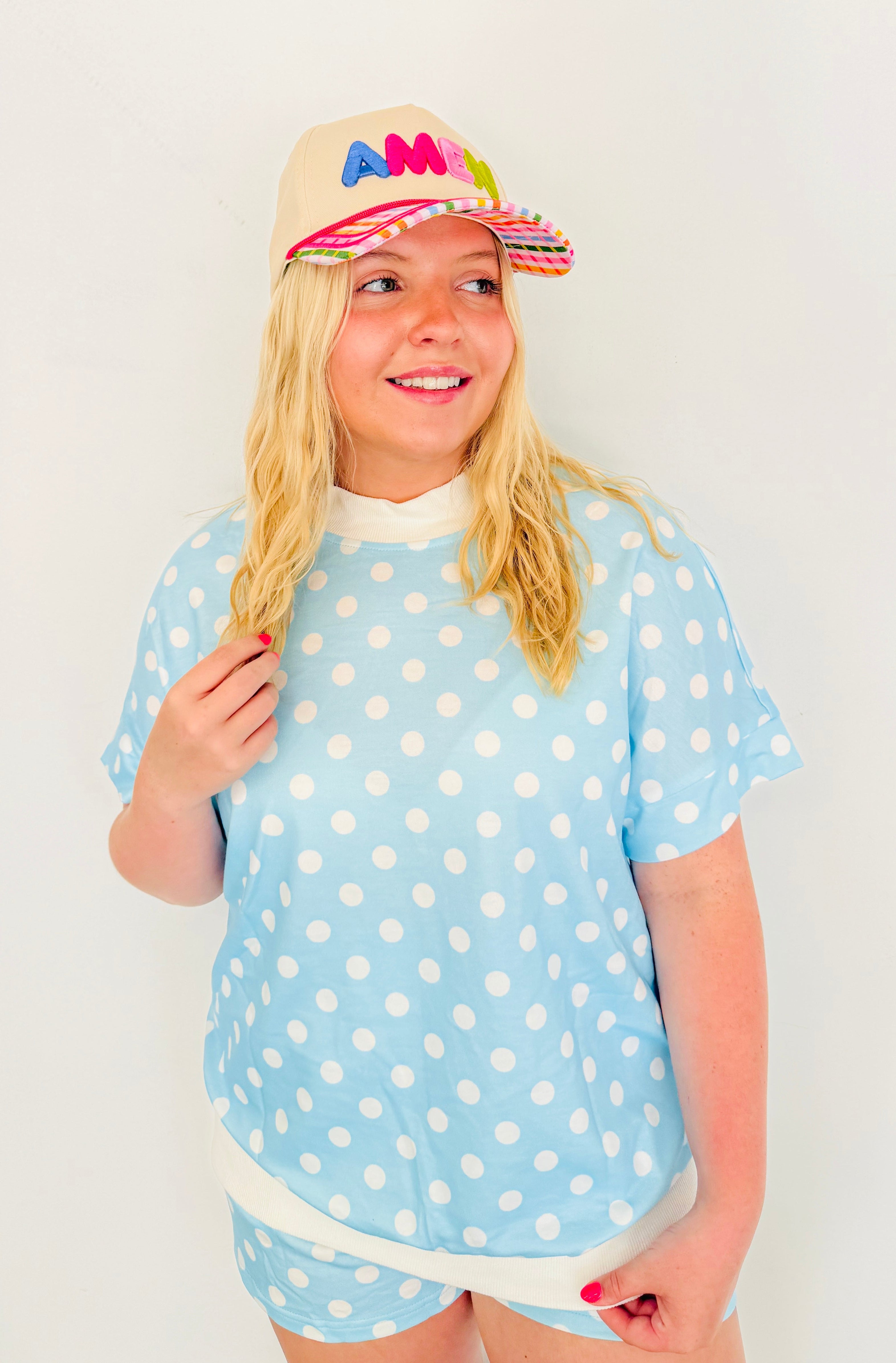 Casual Polka Dot Short Set- Blue