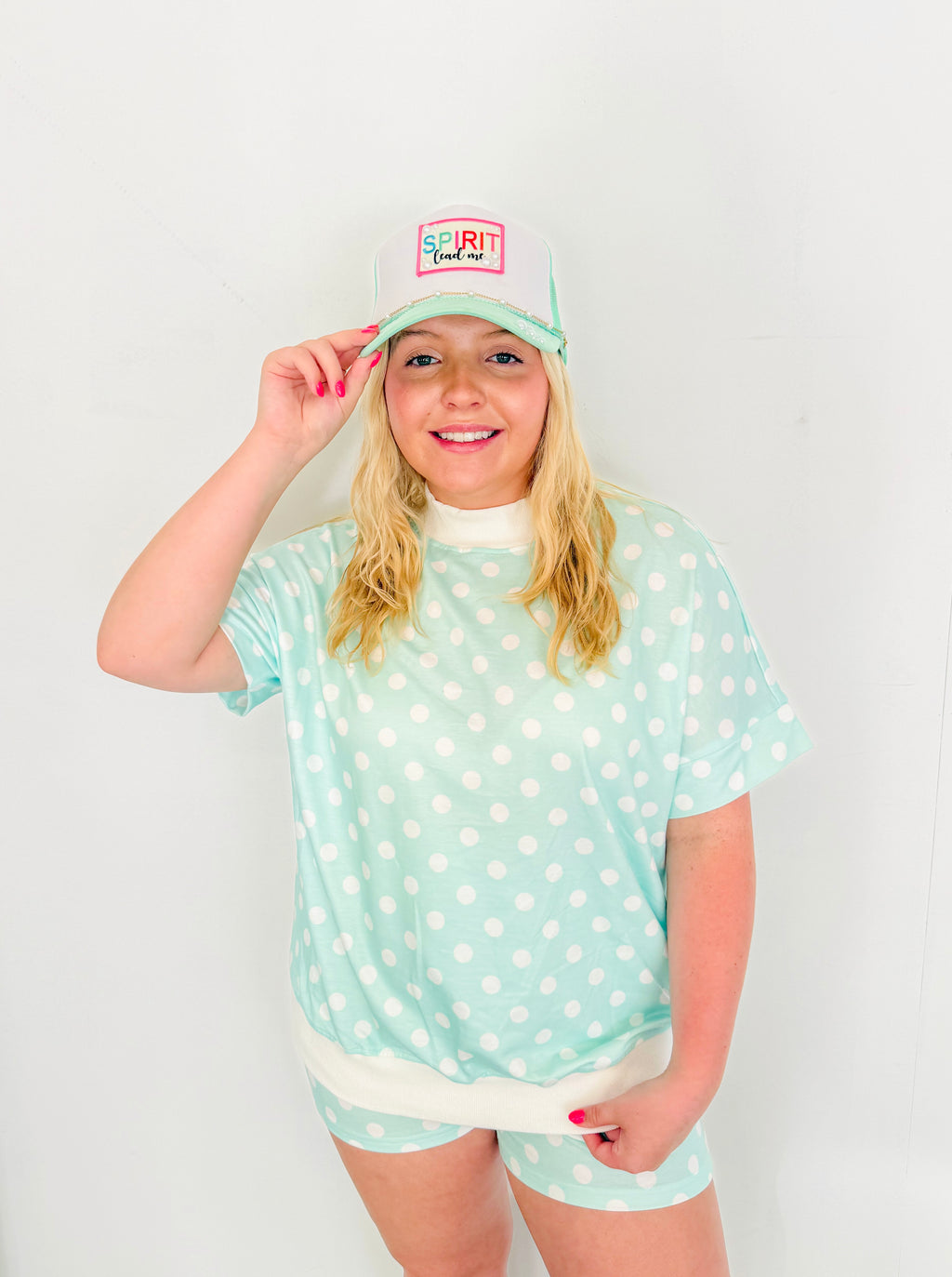 Casual Polka Dot Short Set- Green