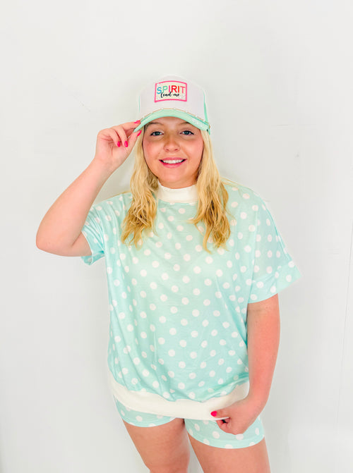 Casual Polka Dot Short Set- Green