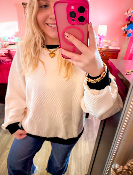 Quilted Patch Work Sweatshirt