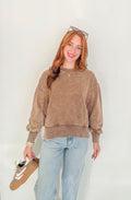 Acid Wash Pullover- Mocha