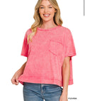Washed Oversized Boxy Tee- Pink