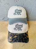 Jesus Knows I’m Trying Canvas Hat- Gingham and Leopard