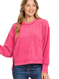 Soft Fleece Oversized Sweater- Pink