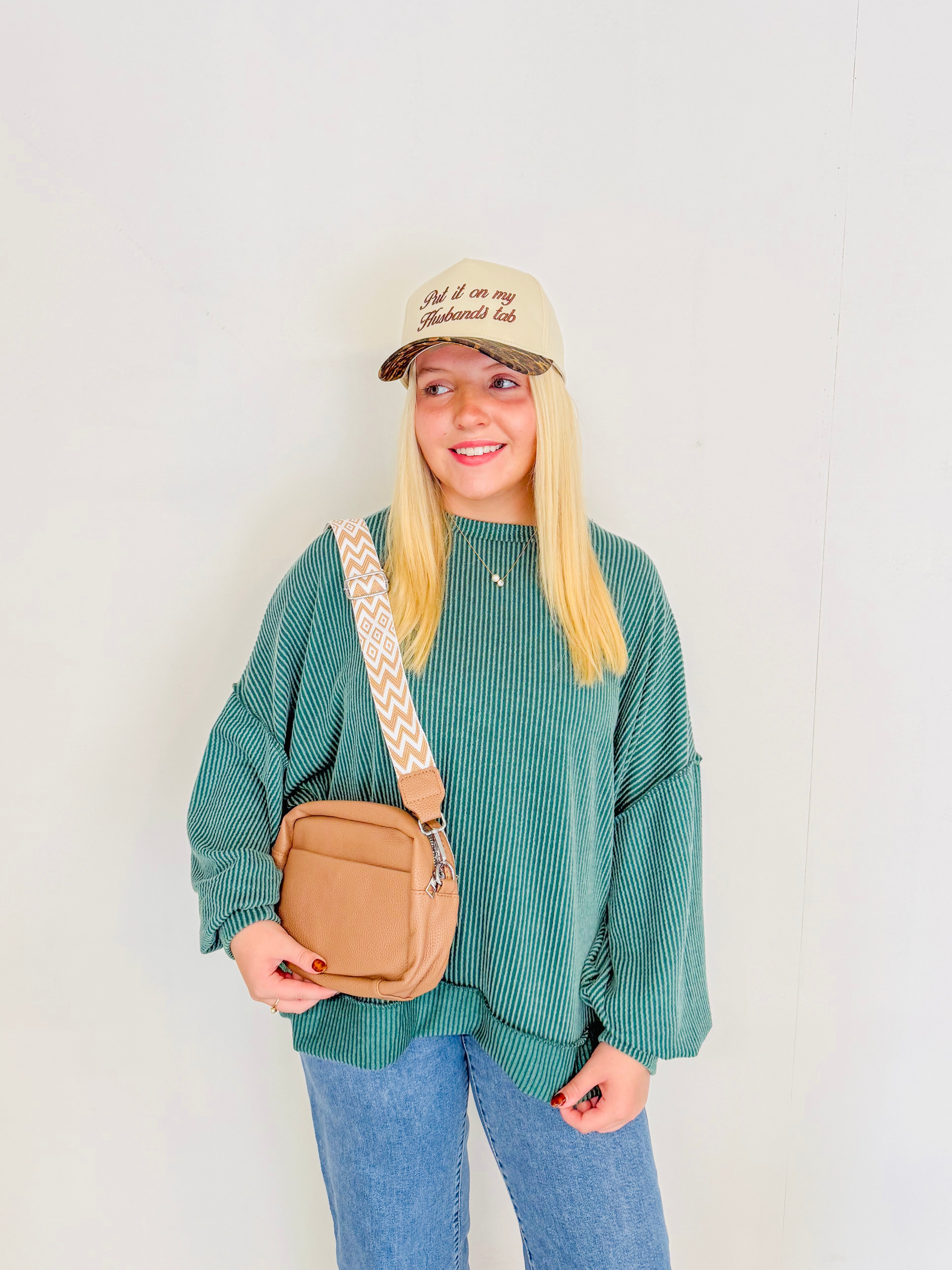 Ribbed Sweatshirt- Hunter Green