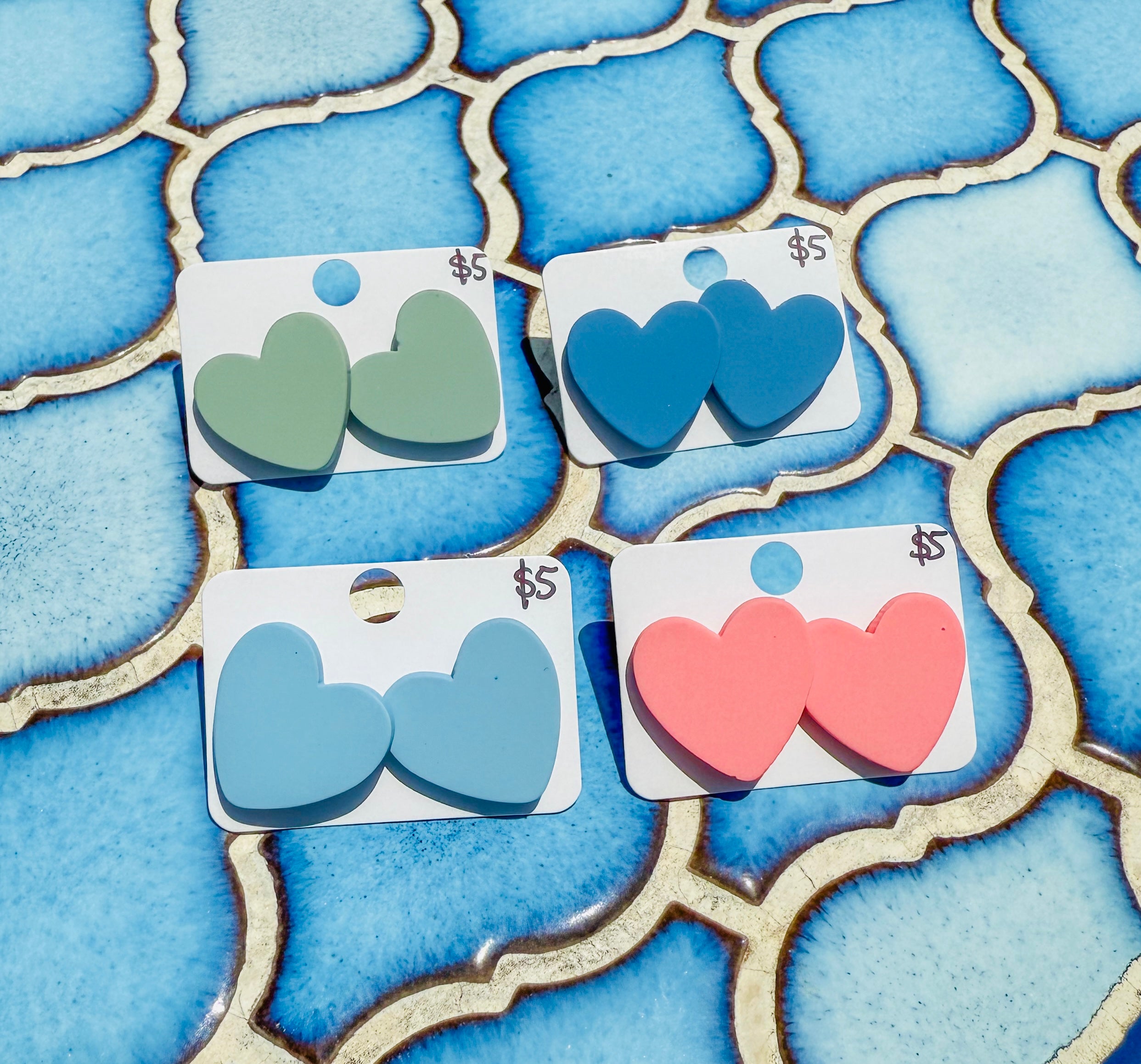 Heart Shaped Colorful Studs