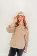 Soft Round Neck Fleece Long Sleeve- Ash Mocha