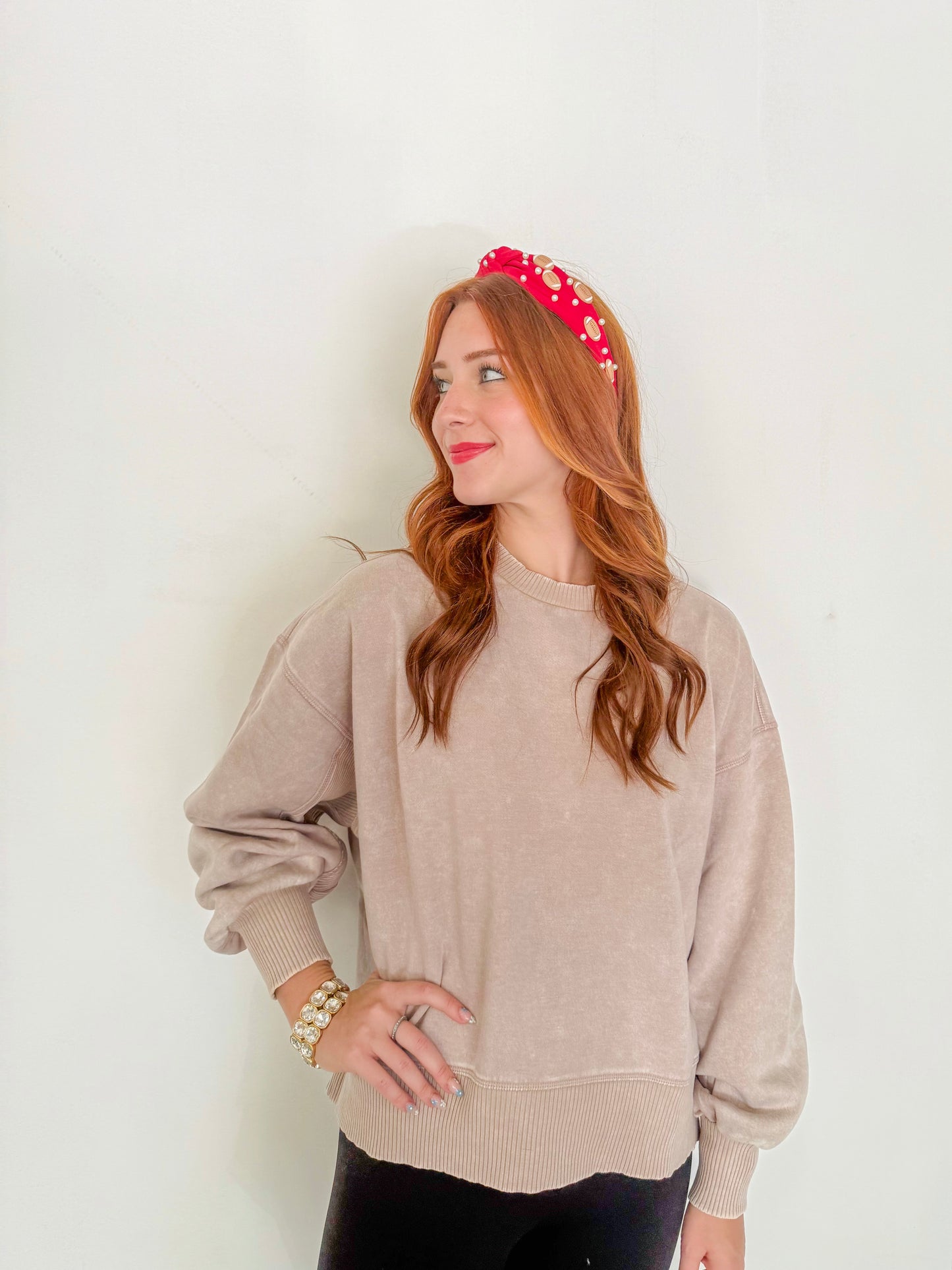 Acid Wash Fleece Sweatshirt- Ash Mocha