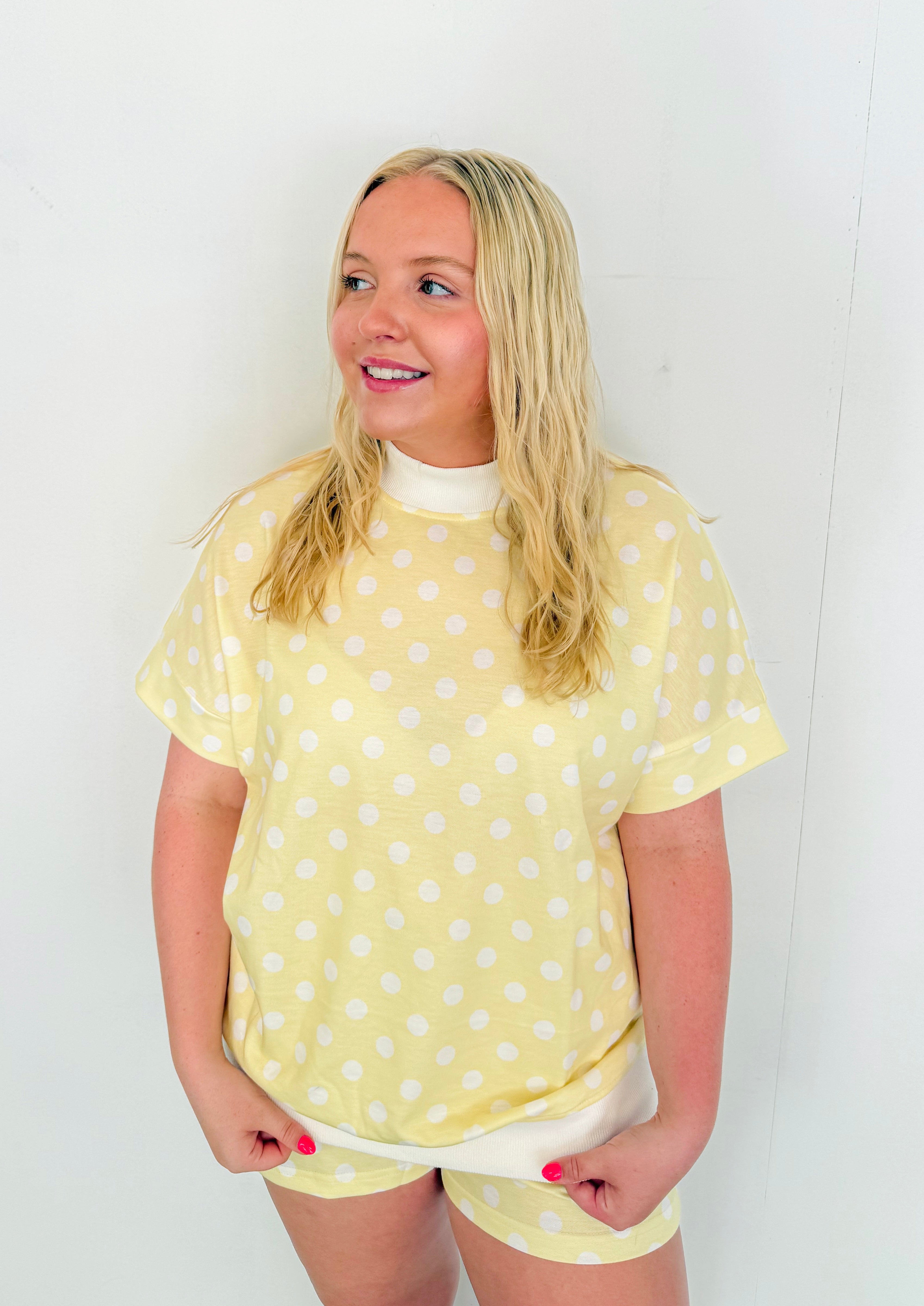 Casual Polka Dot Short Set- Yellow