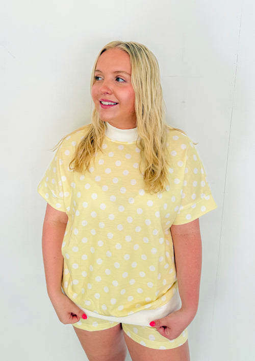 Casual Polka Dot Short Set- Yellow