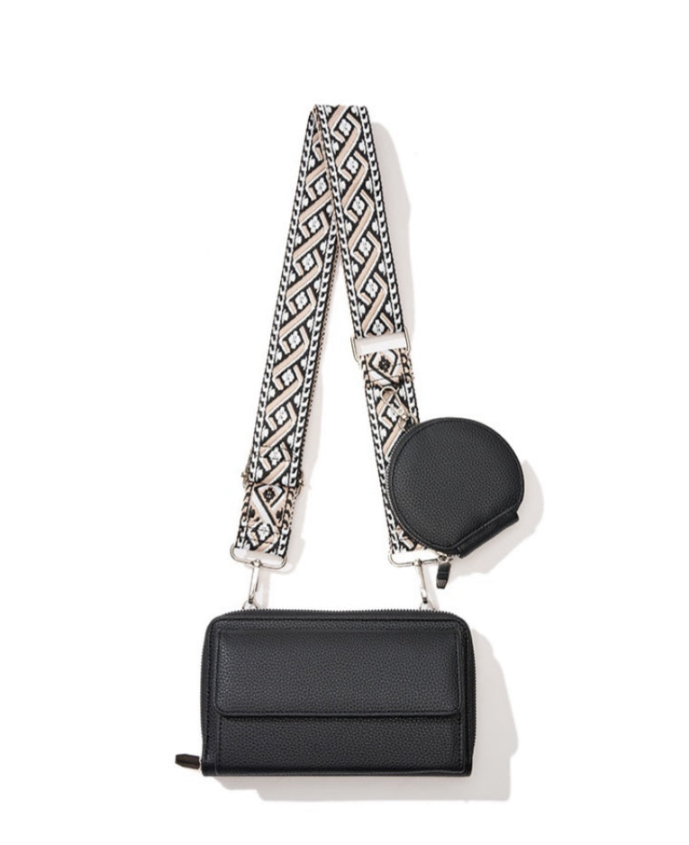 Leather Crossbody Duo Wallet Purse- 6 Colors