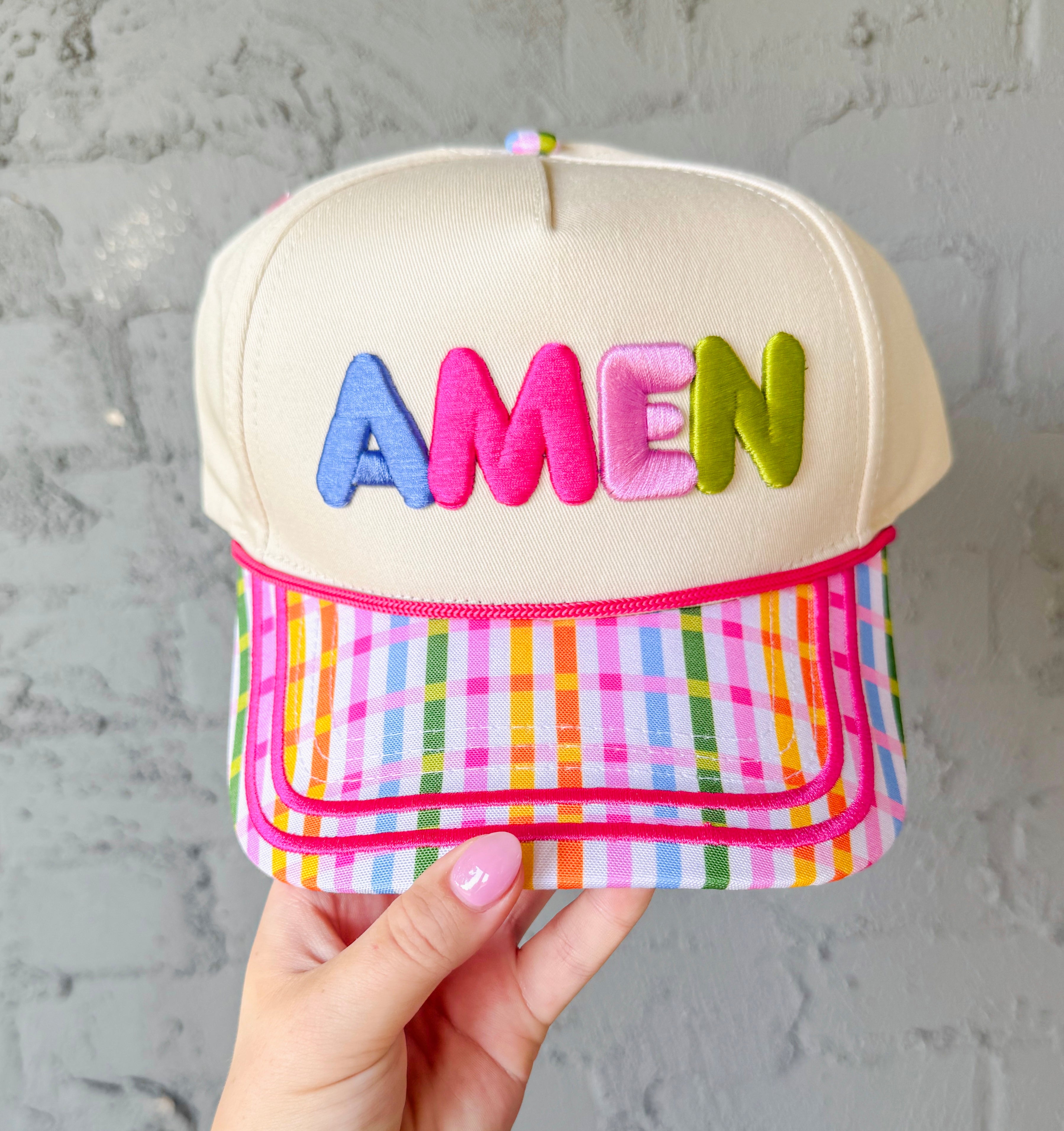 Colorful Amen Canvas Hat