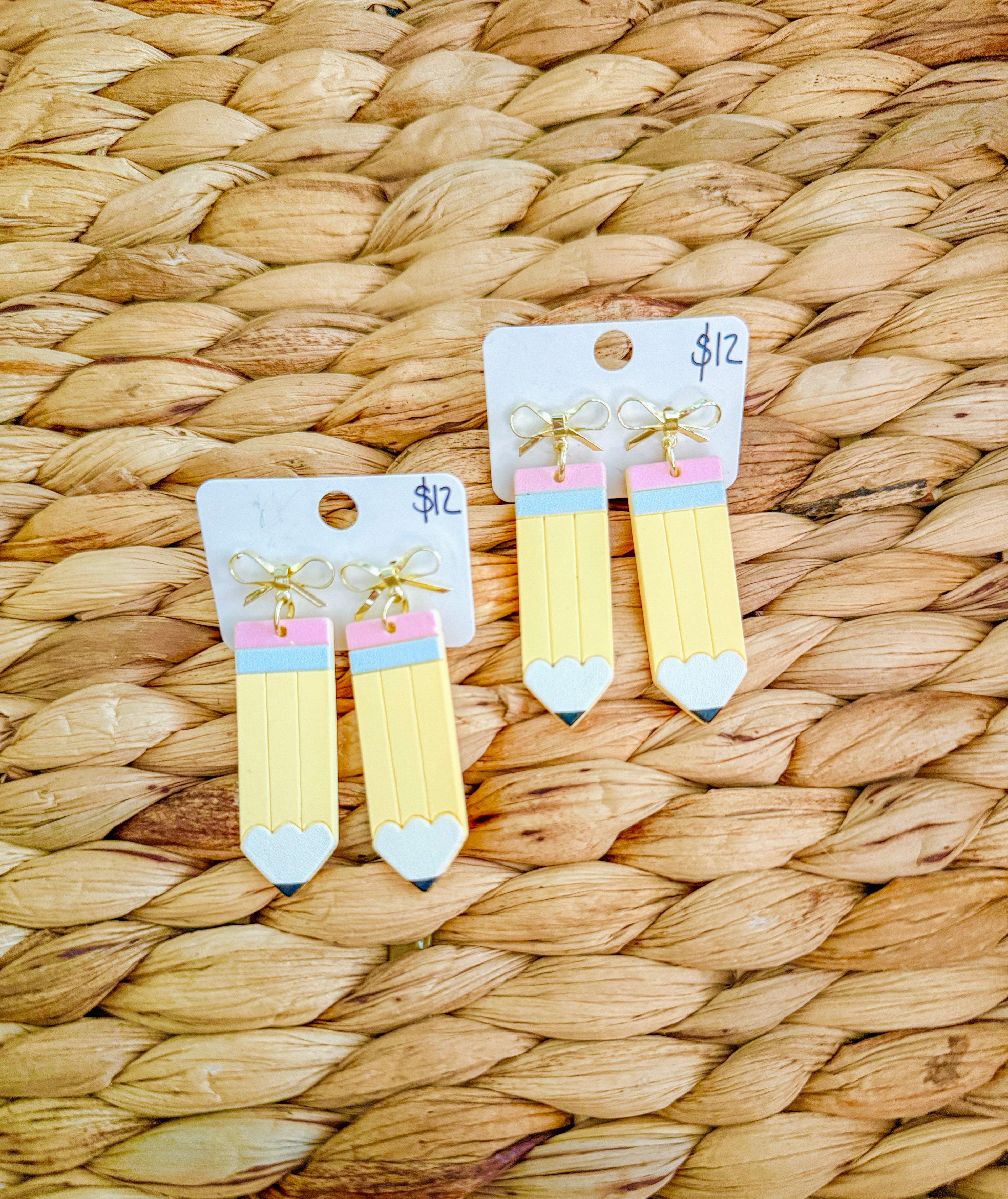 Girly Pencil Bow Earrings