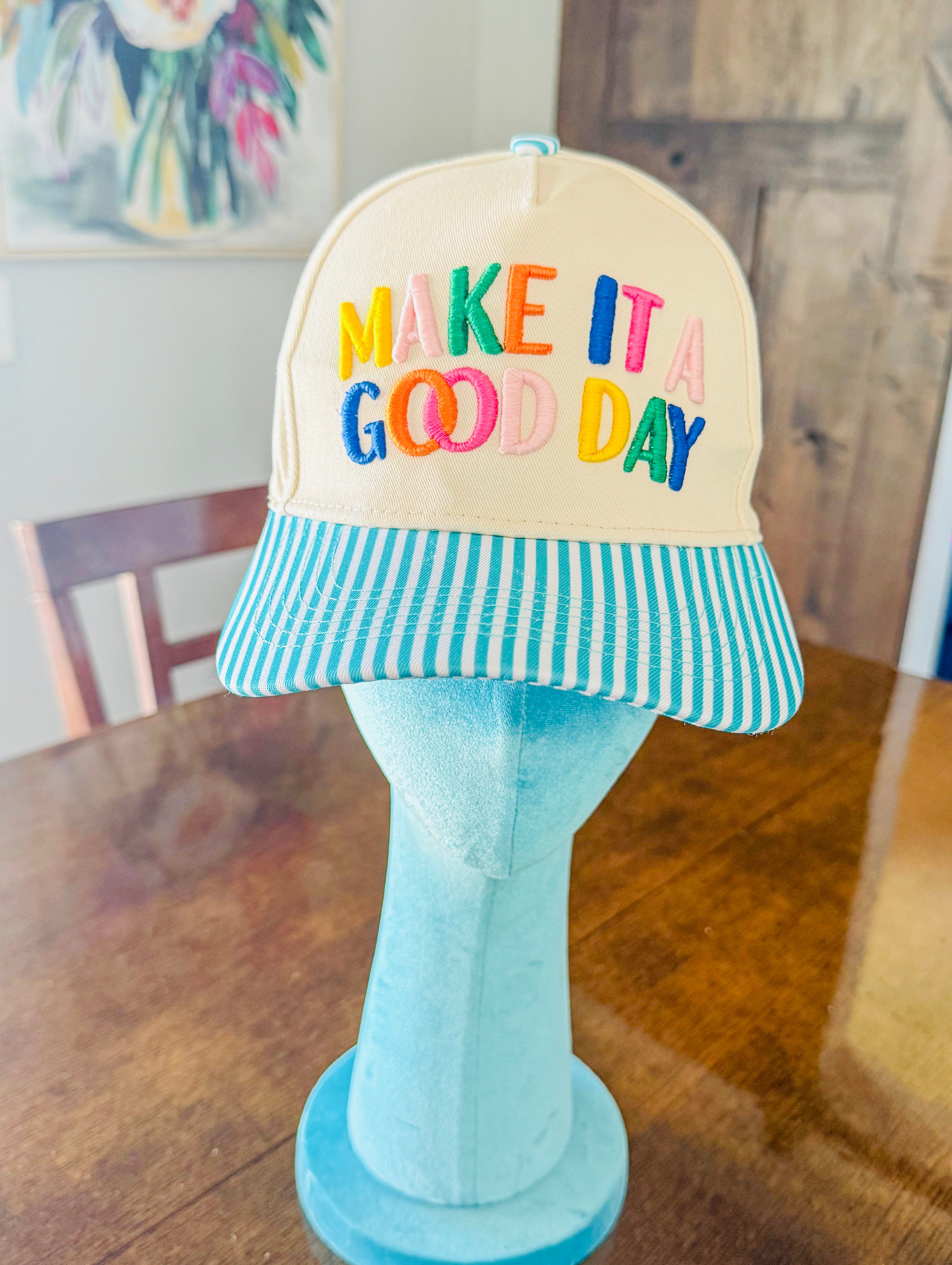 Make It A Good Day Colorful Canvas Hat