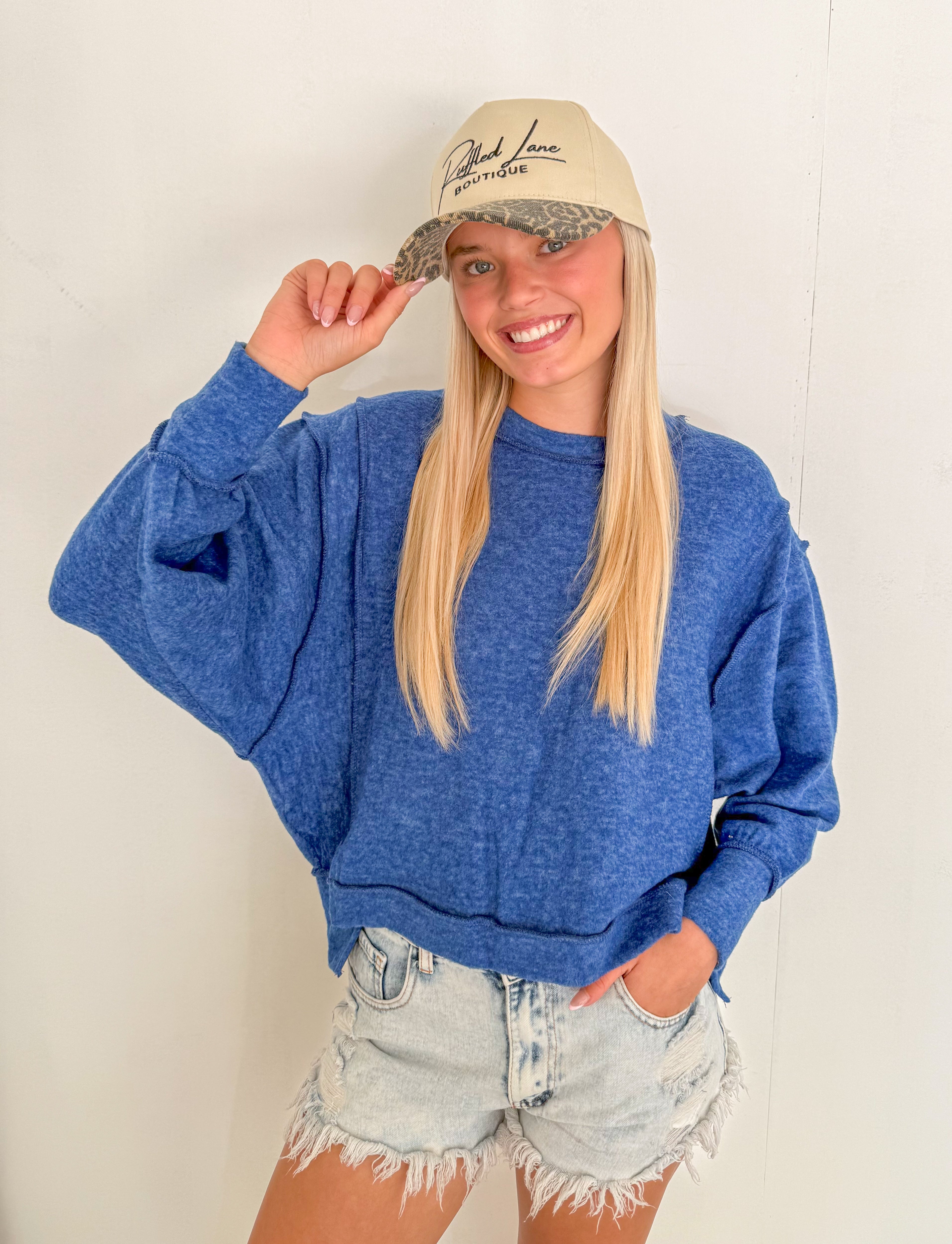 Soft Fleece Oversized Sweater- Navy