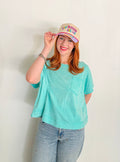 Washed Oversized Boxy Tee- Mint Green