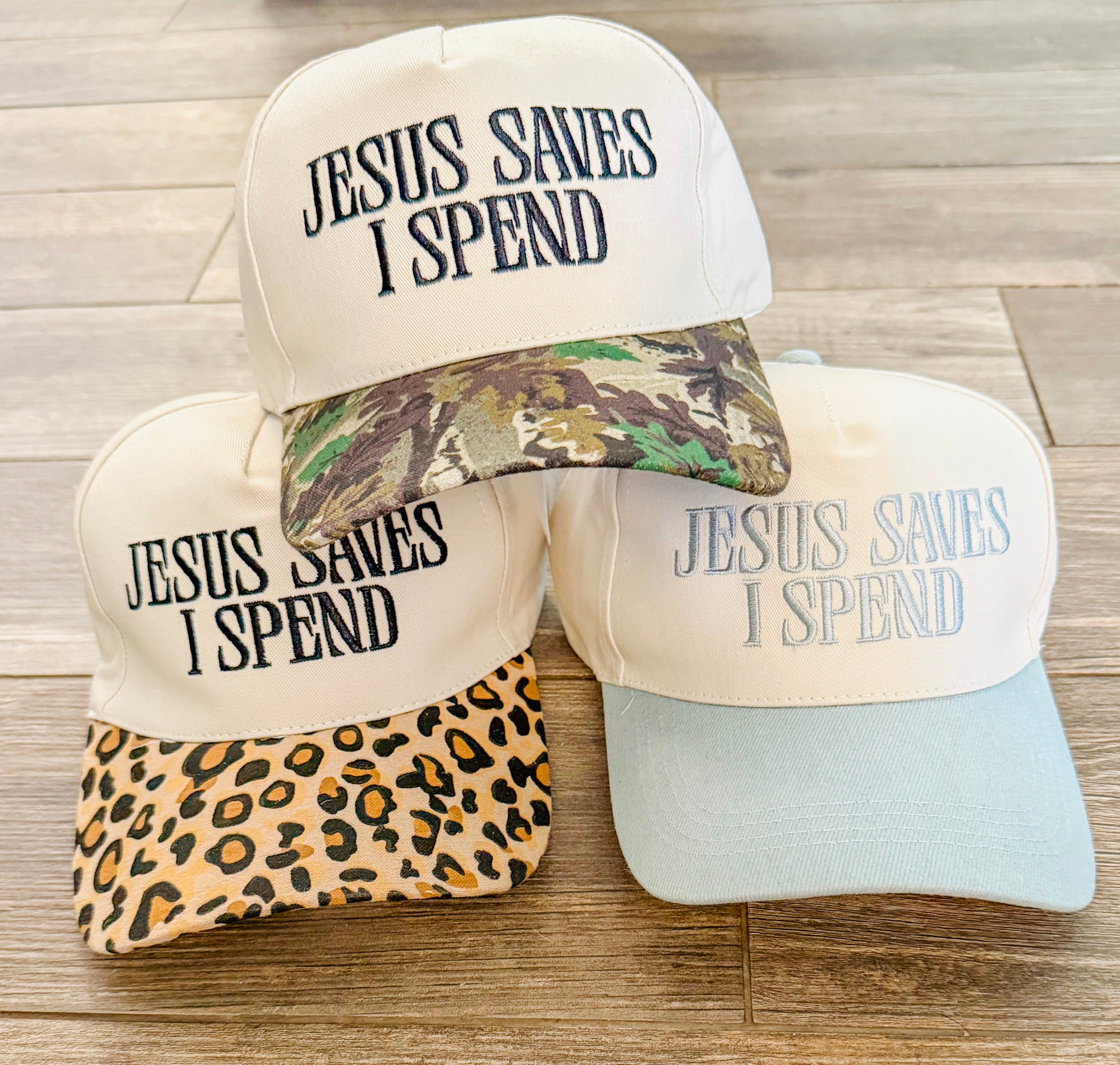 Jesus Saves I Spend Canvas Hat- 4 Colors