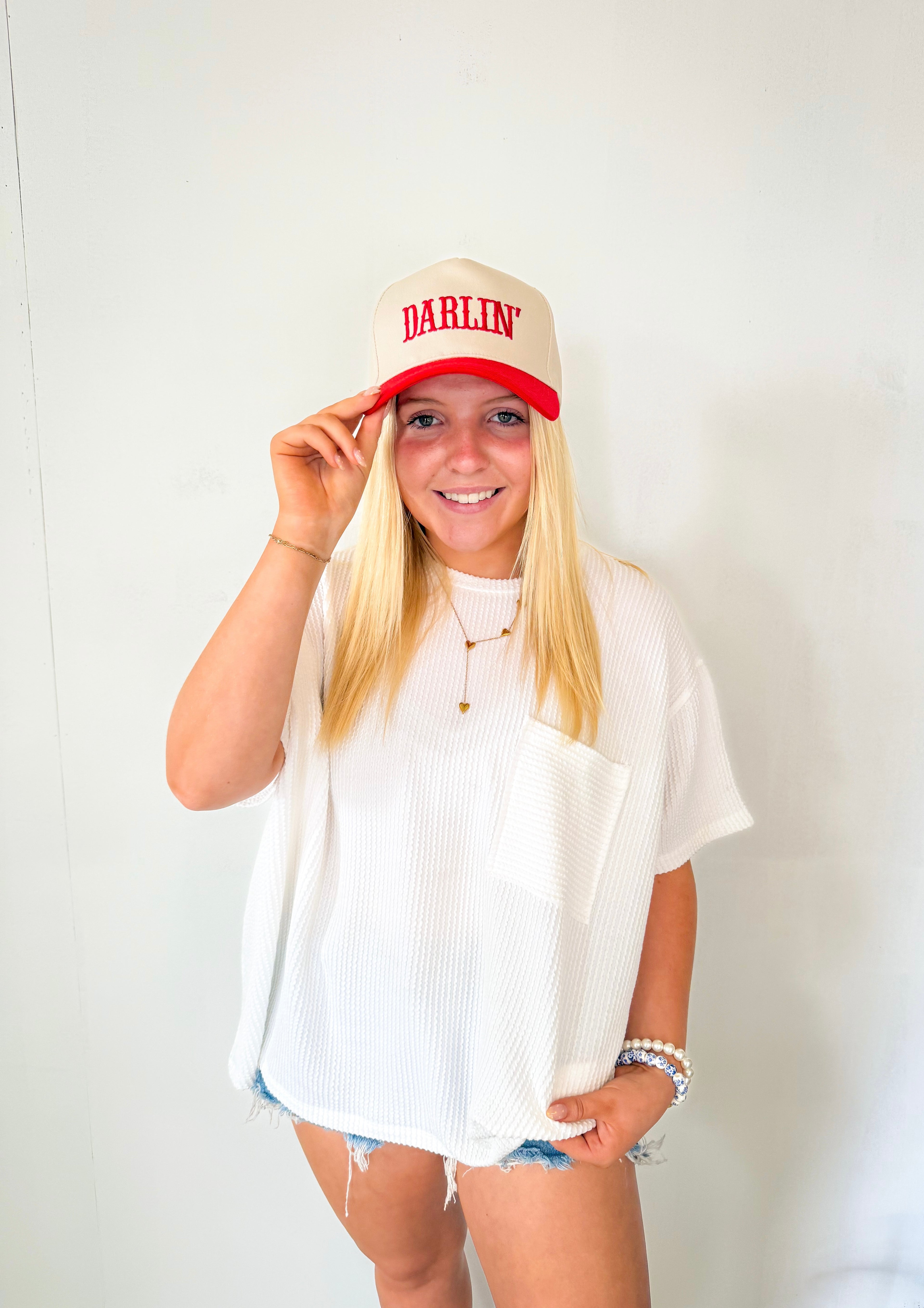Ribbed Short Sleeve Top- White