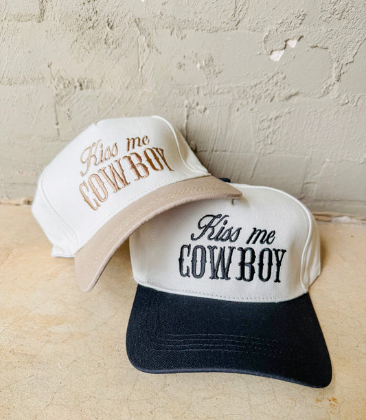 Kiss Me Cowboy Canvas Trucker Hat- 2 Colors