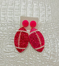 Hot Pink Sparkly Football Earrings