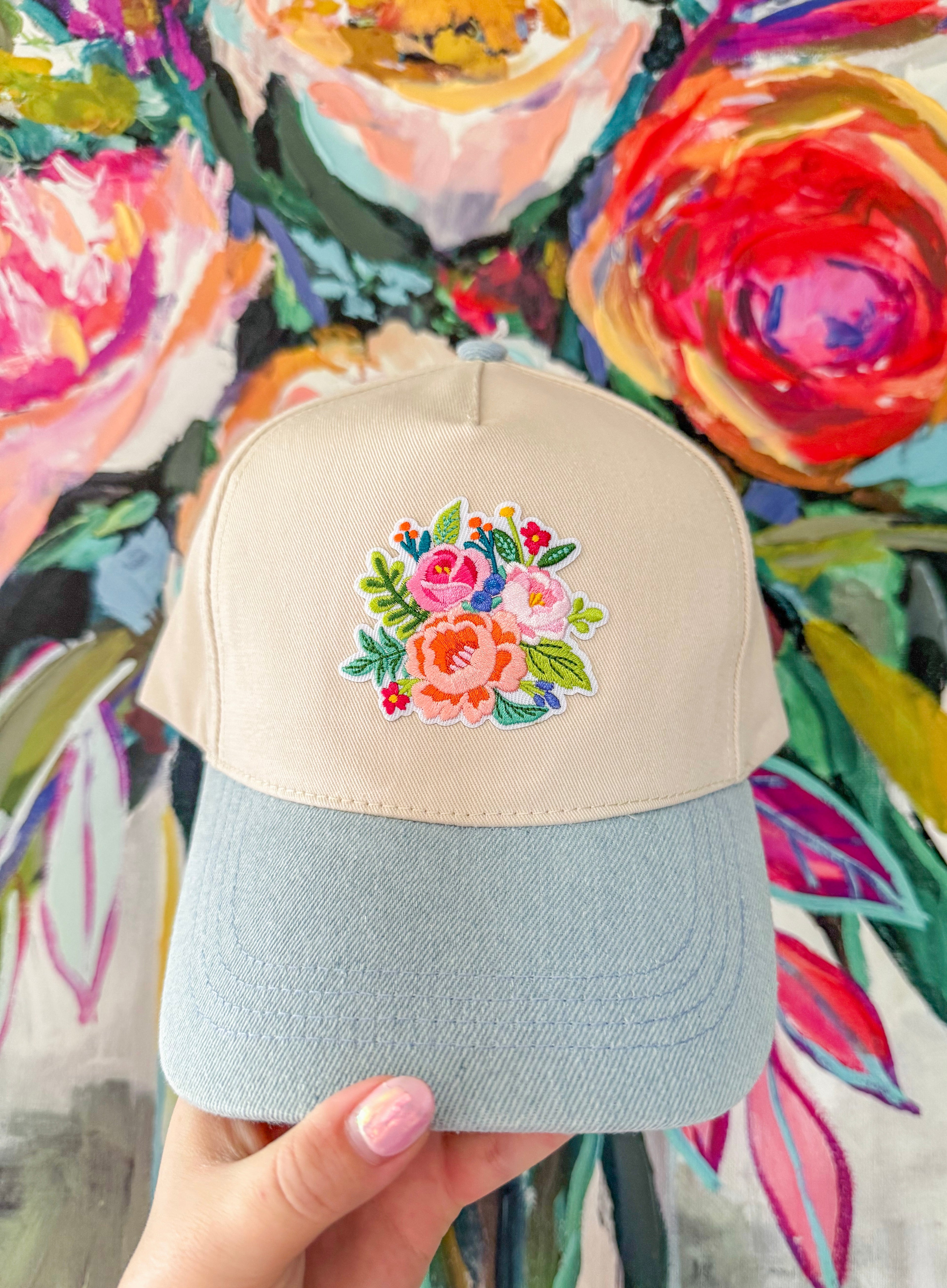 Denim + Floral Canvas Hat