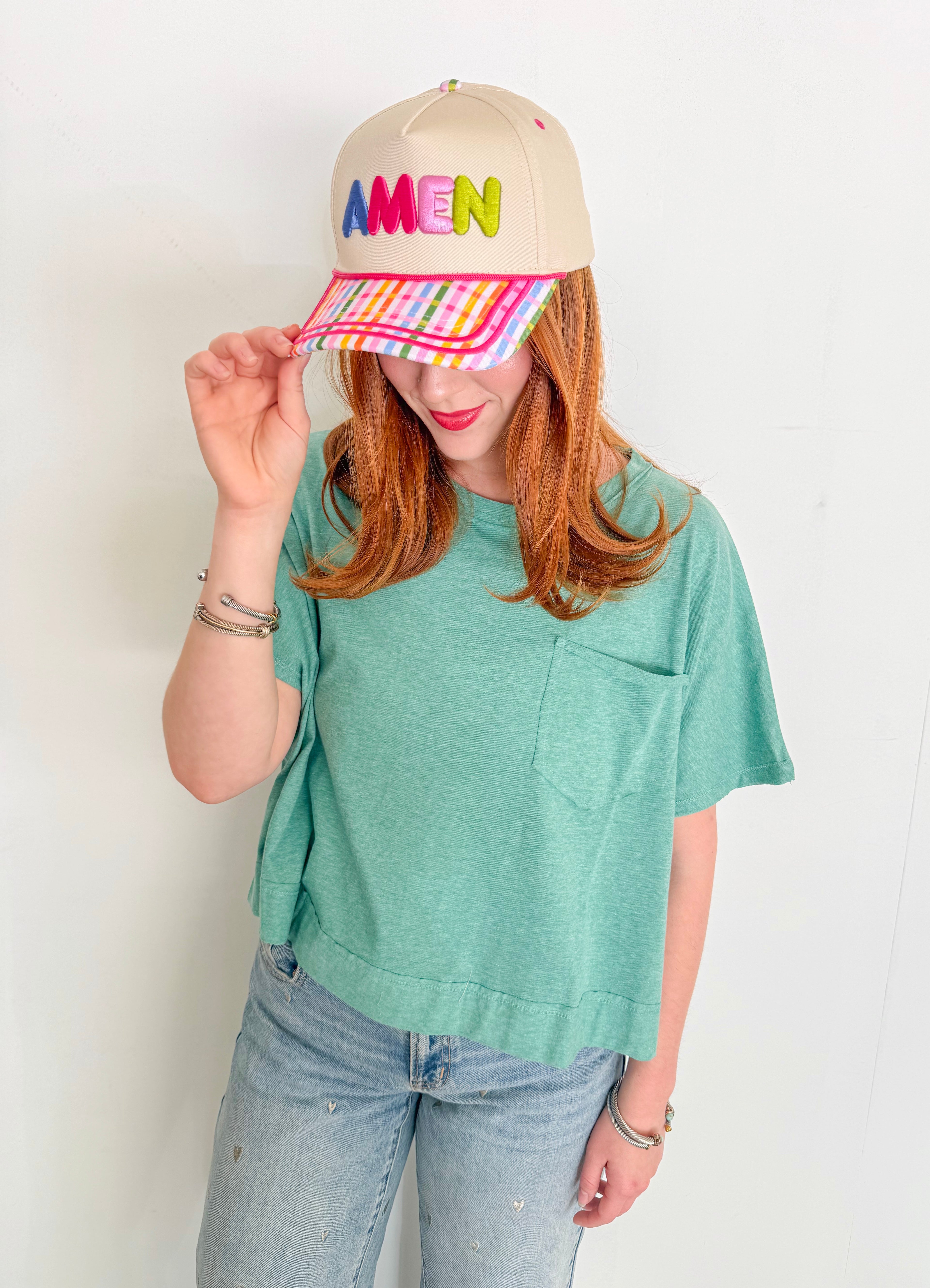 Exposed Seam Boxy Tee- Sage Green