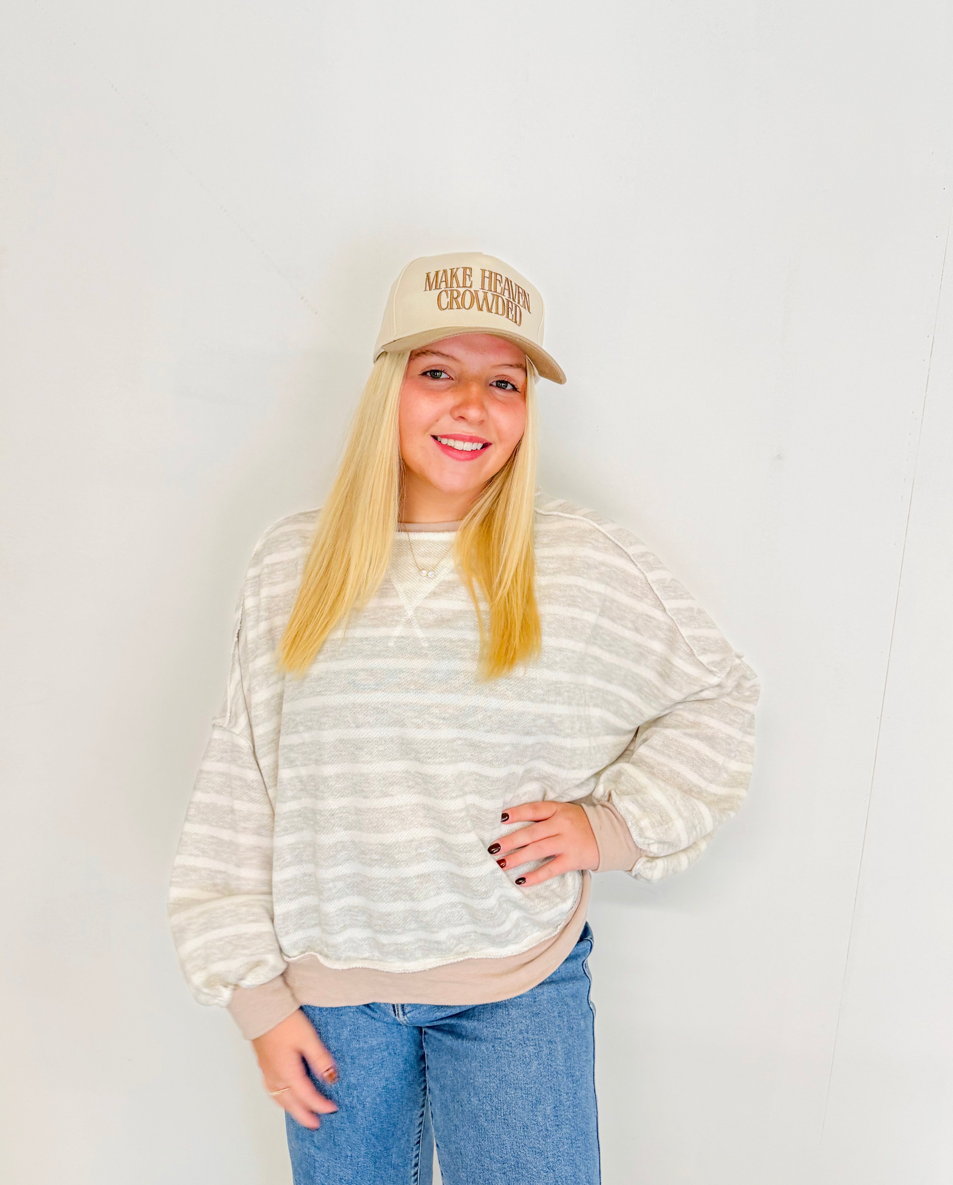 Oversized Neutral Stripe Pullover