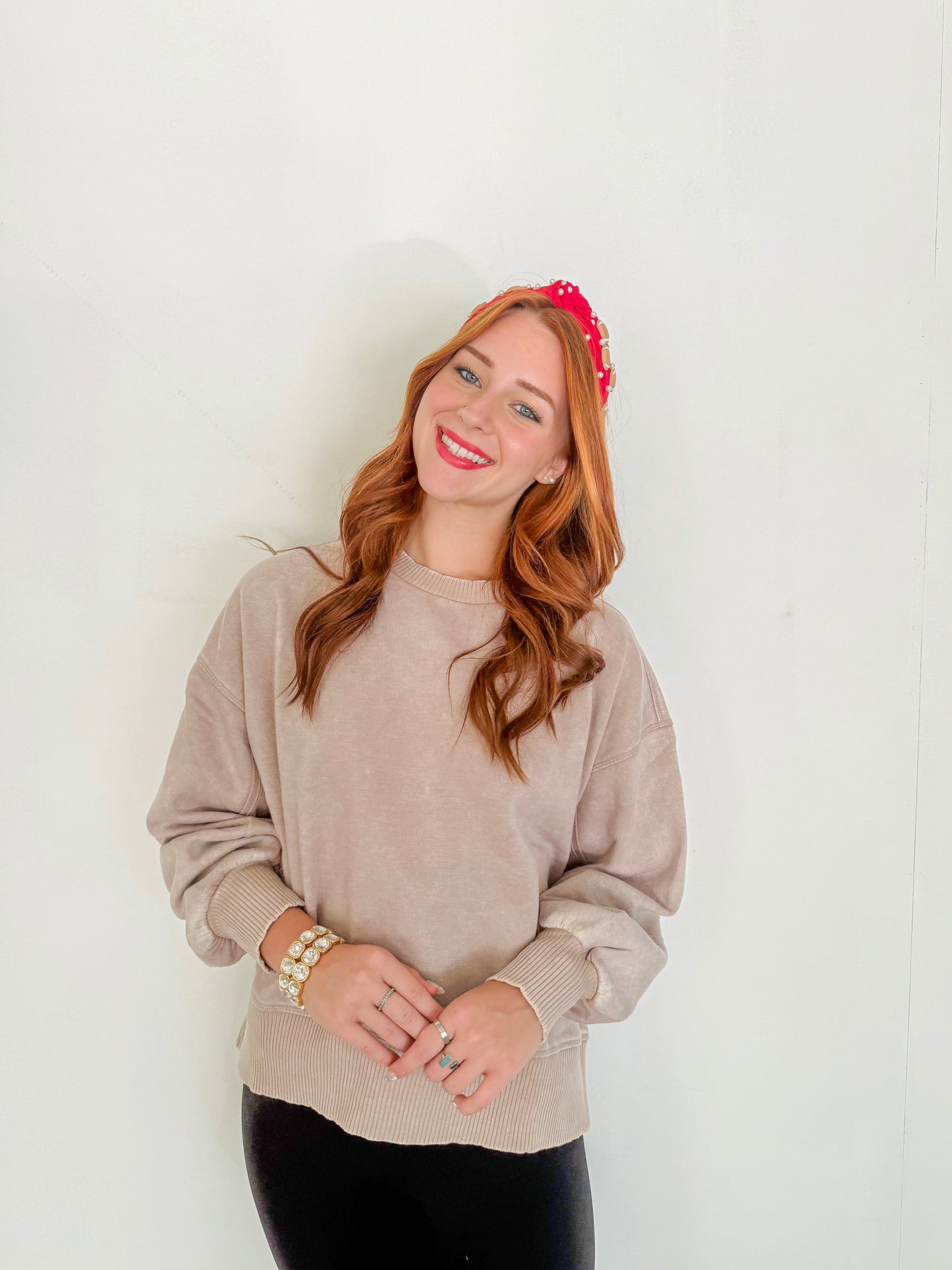 Acid Wash Fleece Sweatshirt- Ash Mocha