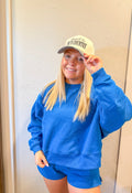 Fleece Round Neck Sweatshirt & Short Set - Royal Blue