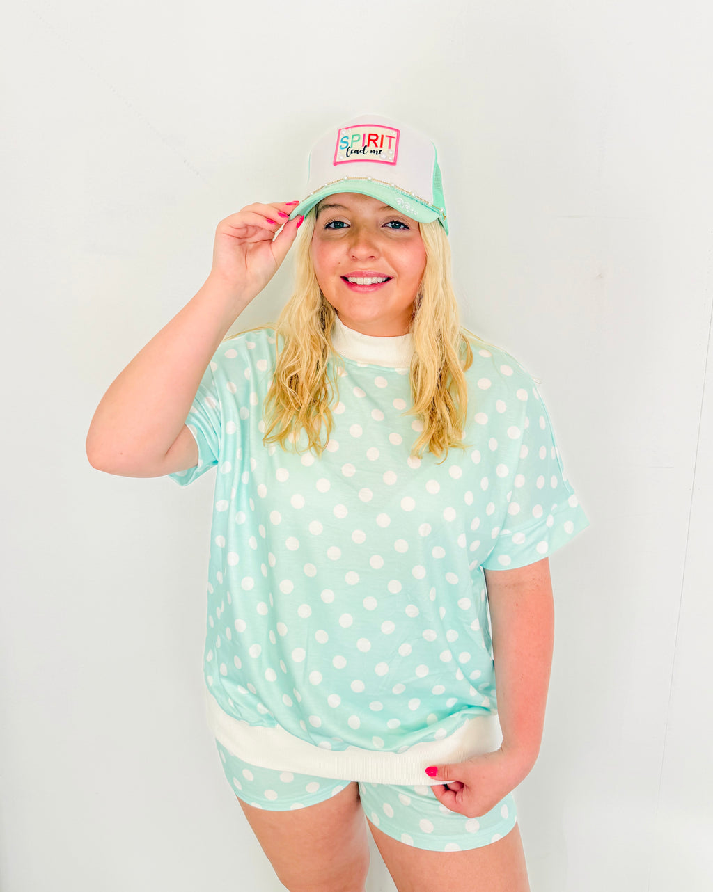 Casual Polka Dot Short Set- Green