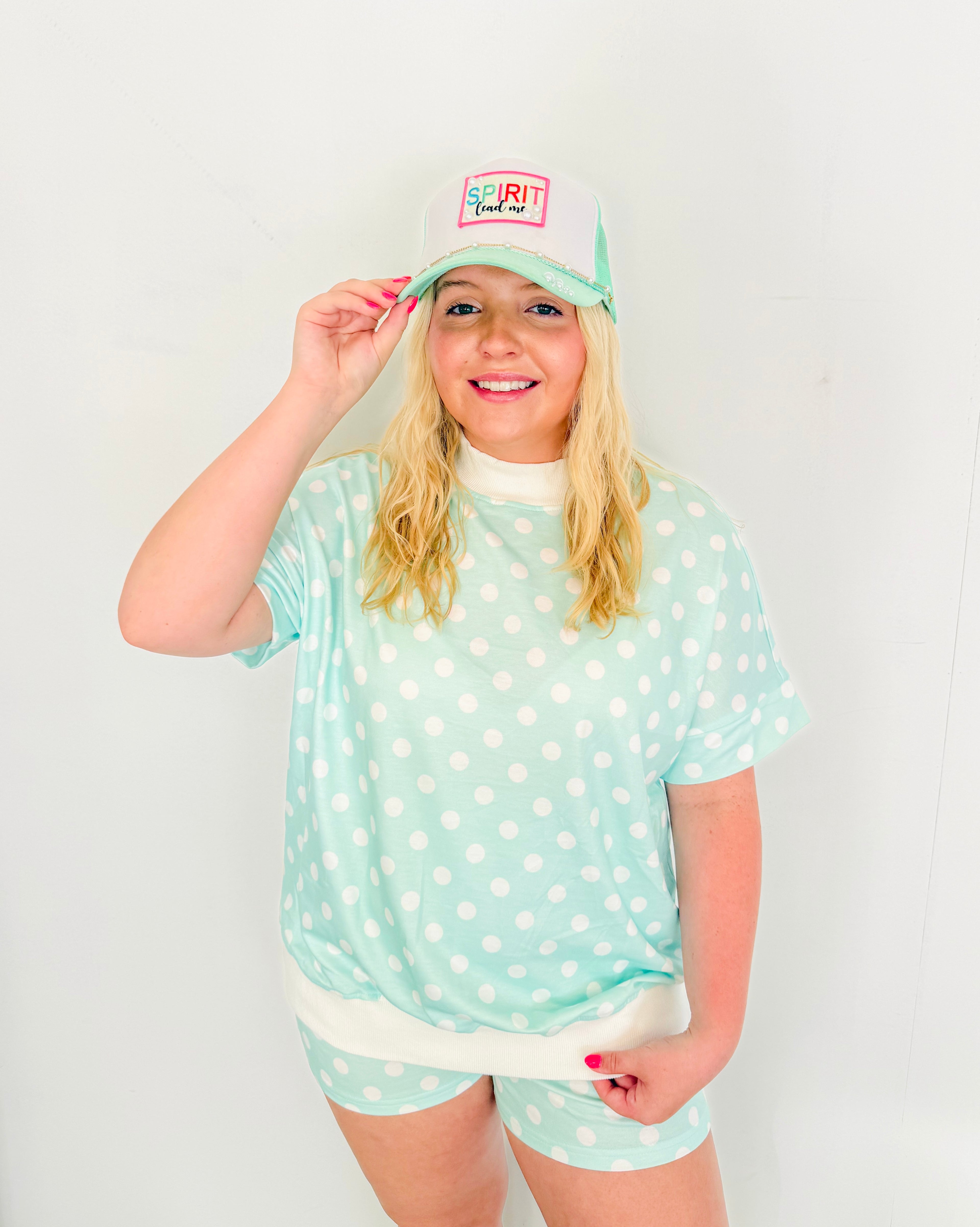 Casual Polka Dot Short Set- Green