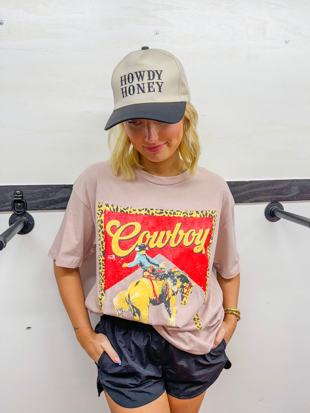 Cowboy Western Vintage Graphic Tee- Rose