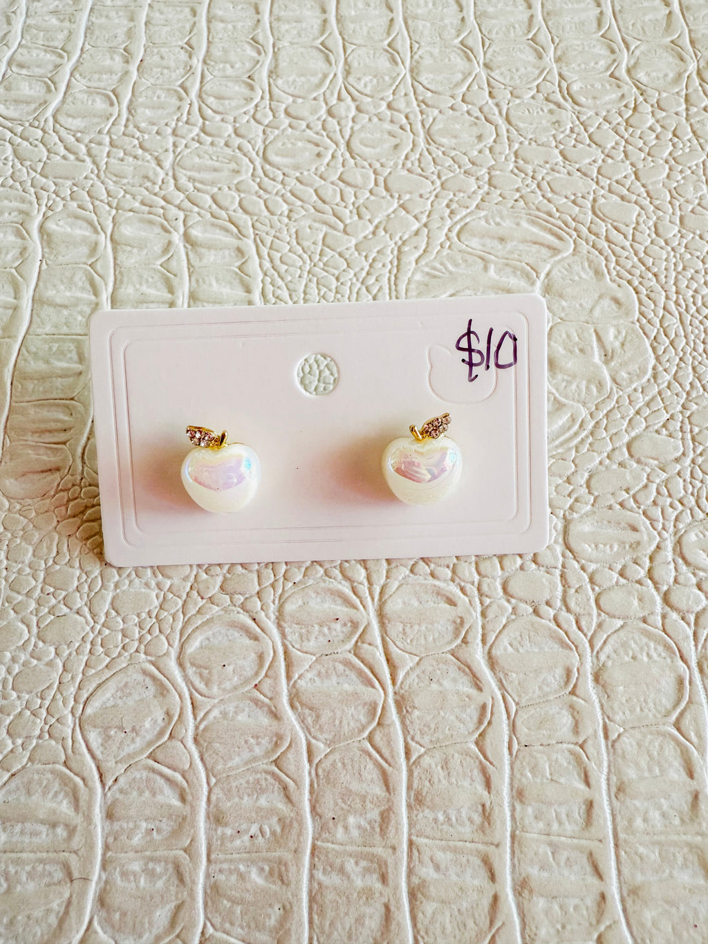 Teacher Apple Pearl Stud Earrings