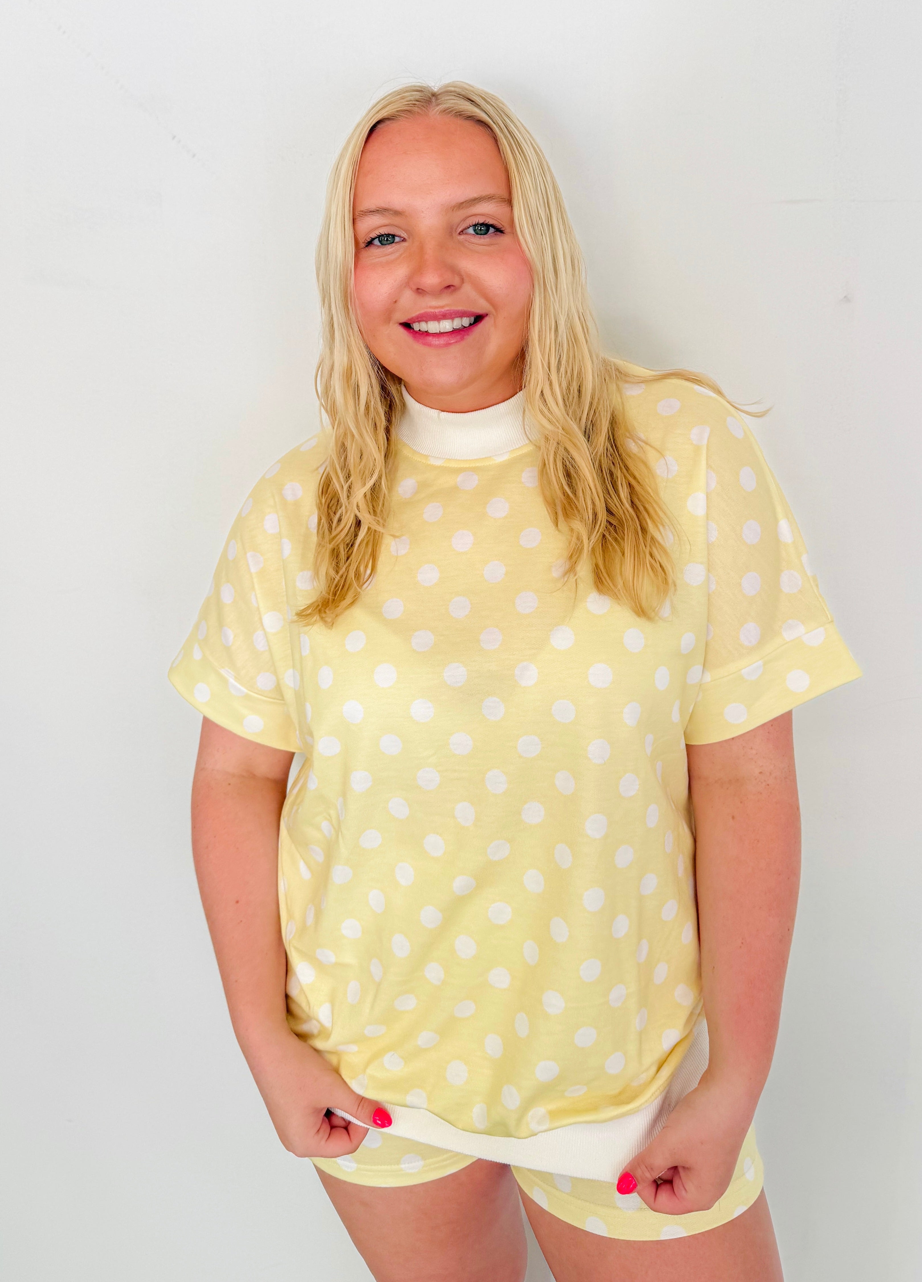 Casual Polka Dot Short Set- Yellow