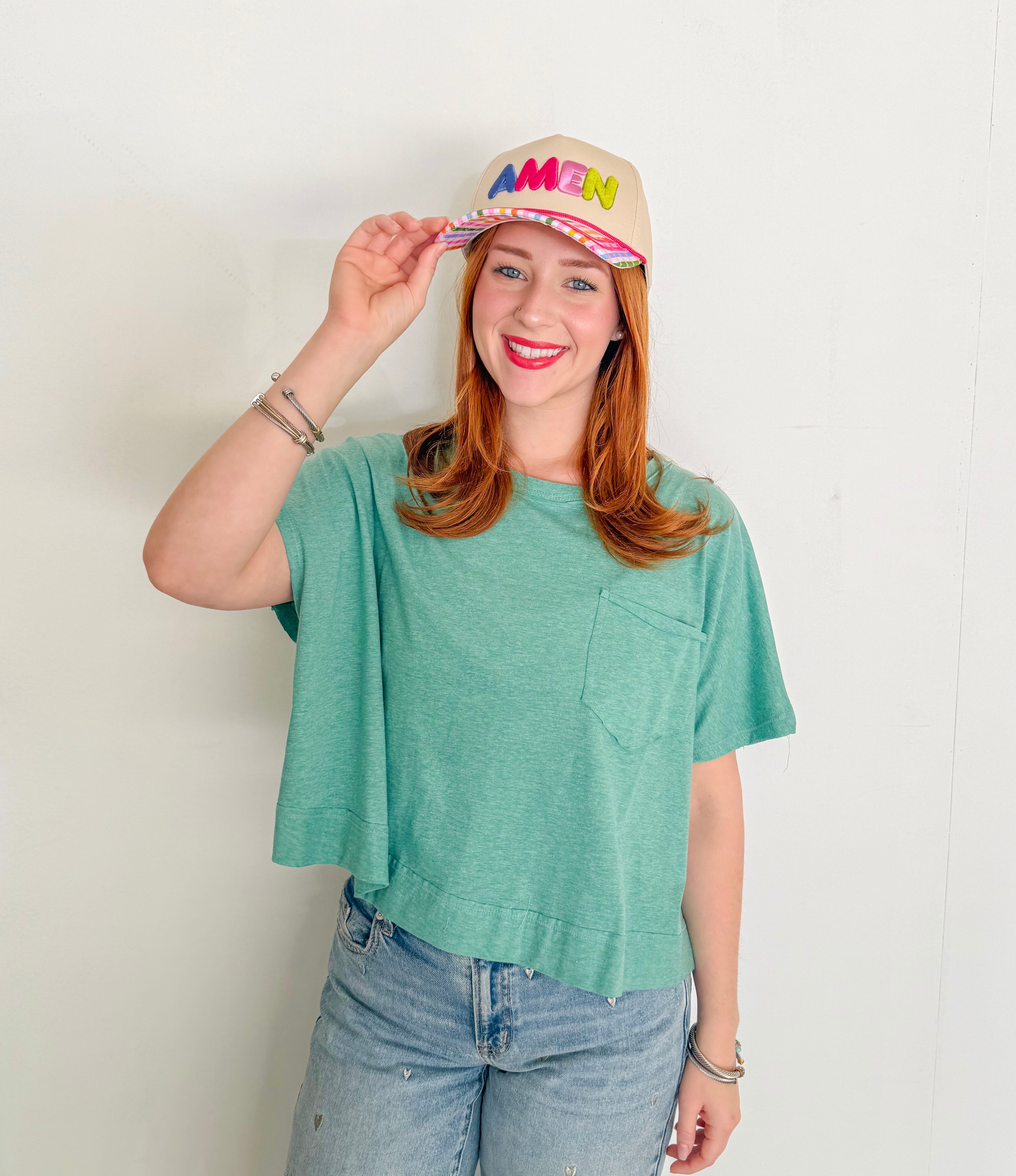 Exposed Seam Boxy Tee- Sage Green