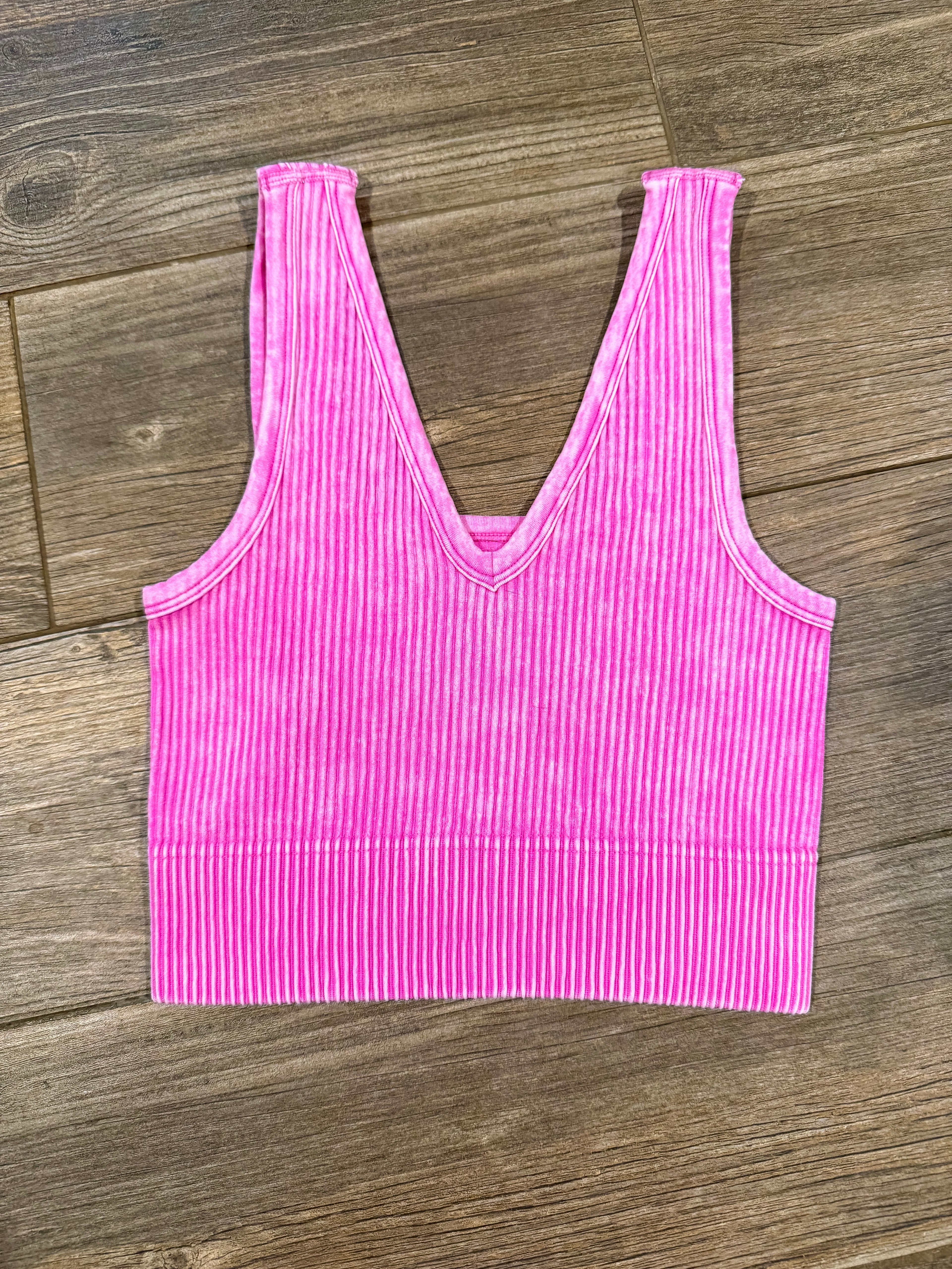 Acid-Washed Ribbed Seamless Sports Bras
