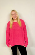 Ribbed Hot Pink Long Sleeve Sweater