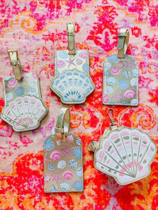 Gold Seashell Luggage Tags