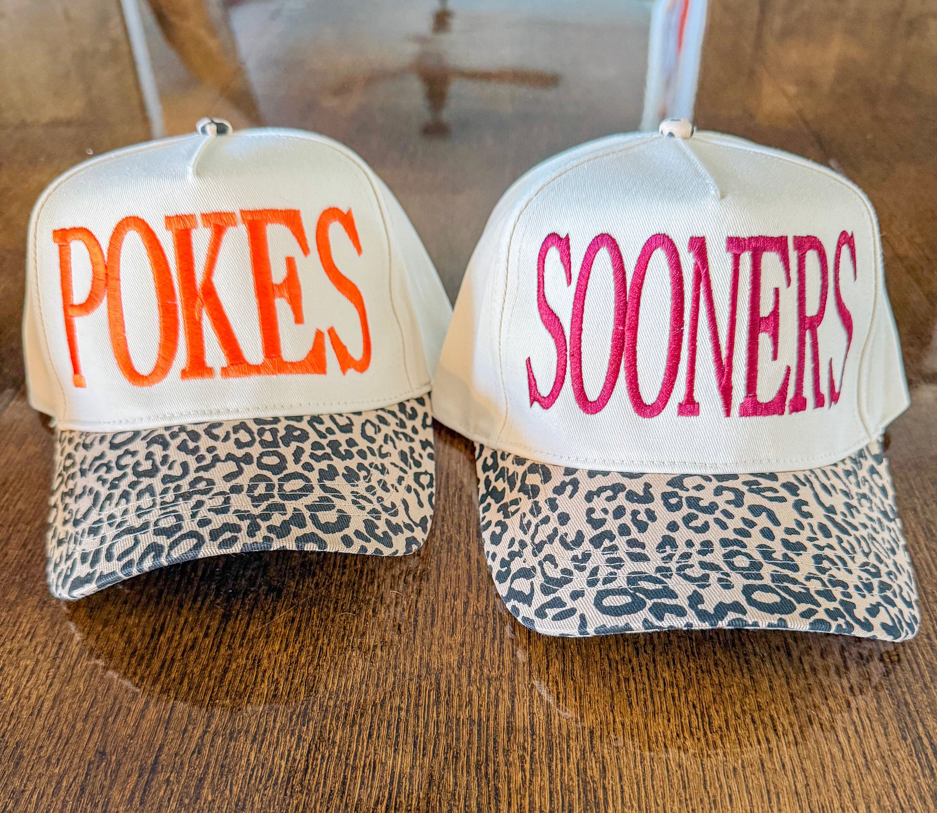 Licensed Oklahoma Leopard Canvas Hat- Sooner & Pokes