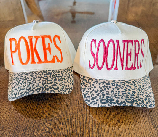 Licensed Oklahoma Leopard Canvas Hat- Sooner & Pokes