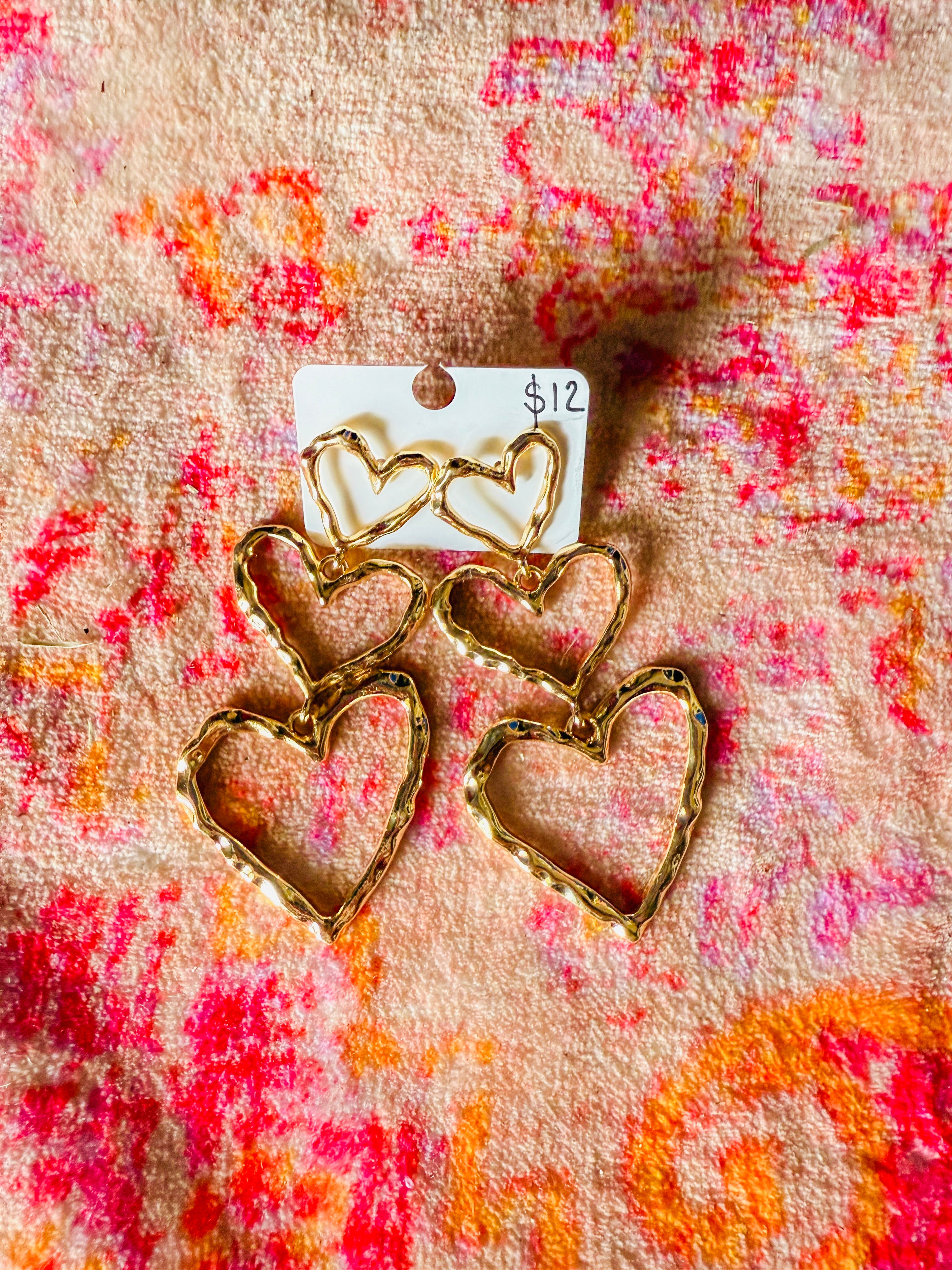 Classic Heart Shaped Gold Dangle Earrings